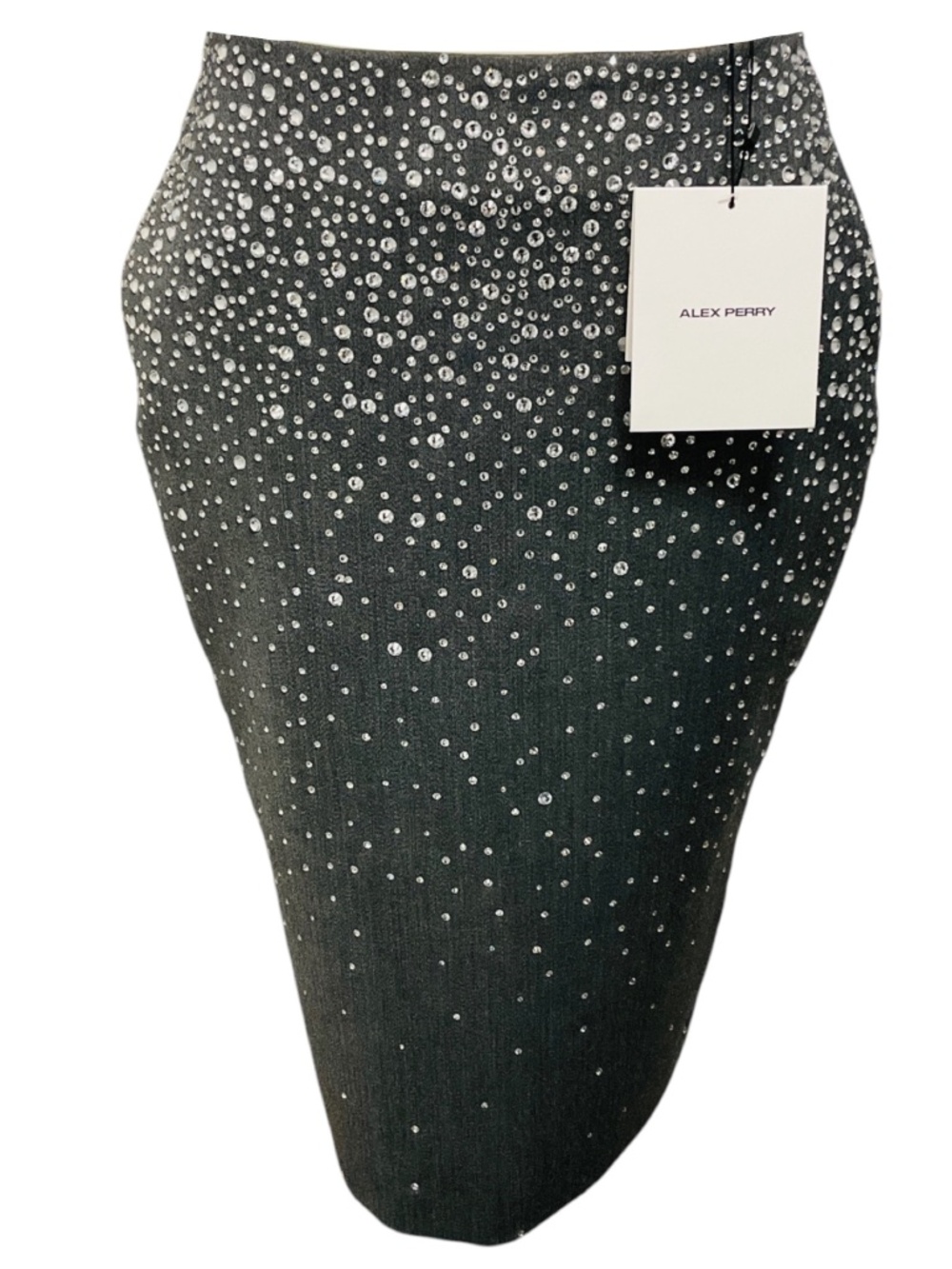 ALEX PERRY SLATE GREY CRYSTAL SUITING PENCIL SKIRT